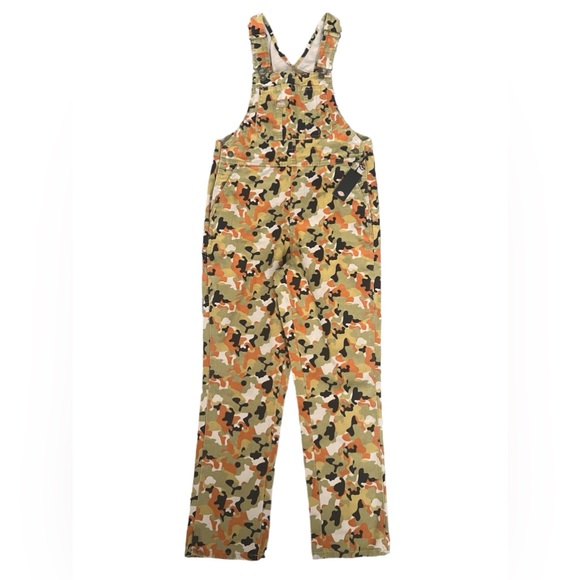 Dickies The Artondale Camo Print Duck Bib Overalls Green Orange Size Small NWT - Picture 10 of 13